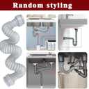 1-1/2 Inch Flexible Sink Drain Pipe, Scalable 13-33.5 Inch P Trap Pipe, Kitchen Sink Drain KitBathroom Sink Drain, Contains 1-1/4 Inch Adapter (Gray)