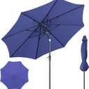 Outdoor Patio Umbrella with One Push Button Tilt and Crank, 8 Sturdy Ribs Market Table Umbrella