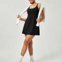 IUGA Athletic Dress for Women Tennis Dress with Built-in Shorts and Bra, Workout Golf Summer Dresses with Pockets (Black, L)