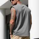 Mens Gym Tank Tops Sleeveless Shirts Cut Off Quick Dry Muscle Shirt Running Beach Loose Fit Tee (Gray, XL)