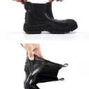 Men's Work Boots Steel Toe Soft Toe Waterproof Slip On Anti-Puncture Slip Resistant Safety Working Boots (11.5 Wide)