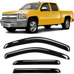 Side Window Visors rain Guards Vent Guard Shade for 07-13 Chevy Silverado & GMC Sierra 1500, 07-14 Silverado & Sierra 2500HD 3500HD Crew Cab Pickup Wind Deflectors Smoke, 4pcs