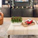 DILATATA Christmas Centerpieces 8 Inch Artificial Christmas Plant in Rectangular Wooden Pot Tabletop Pine Plants with Red Berries Cedar Leaves for Winter Holiday Party Fireplace Mantel Xmas Decor (Style 5)