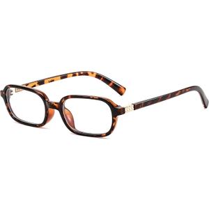 FEISEDY Fashion Rectangular Blue Light Glasses for Women Retro Small Frames Vintage Trendy 90s Square Eyeglasses B0255 (Tortoise)