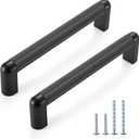 L&lonpa 10 Pack Matte Black Cabinet Handles-5 inch/128mm Screw Spacing Knurled Drawer Pulls, Durable Solid Cabinet Hardware, Modern Drawer Pulls for Kitchen Bedroom Bathroom Dresser
