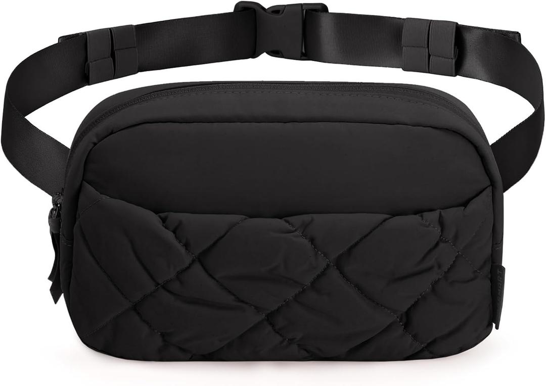 BAGSMART Puffy Fanny Packs for Women Crossbody Belt Bag with Adjustable Strap, Quilted Waist Pack Purse for Traveling Shopping Workout