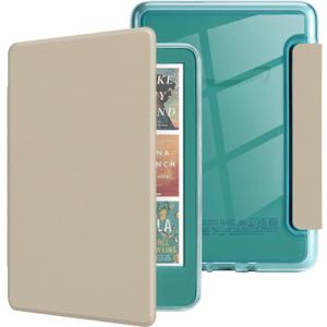 MOROCK Case for 7" Kindle Paperwhite(12th Generation-2024 Released), Fits Kindle Colorsoft Paperwhite Signature Edition, PU Leather and PC Clear Acrylic Back Cover, Auto Sleep/Wake, Oat Coffee