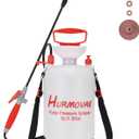1.35 Gallon Viton Seal Pump Sprayers in Lawn and Garden for Weed Control and Plant Watering, Yard Sprayer with Strap, Adjustable Nozzle, Long Wand and Extra Seals, Spray Bottles, Red