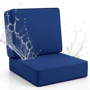 Novabright 1 Set Outdoor Deep Seat Cushion Set, 22 x 22 x 3 Inch Waterproof Patio Chair Cushions and Back with Cover for Outdoor Furniture Couch Yard Garden