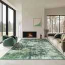 6x9 Modern Abstract Area Rugs Washable Living Room Rug Non-Slip Soft Carpet 0.25" Thin Indoor Floor Non-Shedding Rugs for Bedroom, Dining Room, Farmhouse, Nursery Home, Office, Green