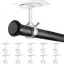 Ceiling Mount Curtain Rod Brackets, Adhesive Curtain Rod Holders No Drilling, Adjustable Curtain Rod Hooks Nail-Free Hanging for Poles of 0.5" -1.2" (10 Pack, Clear) (Transparent)
