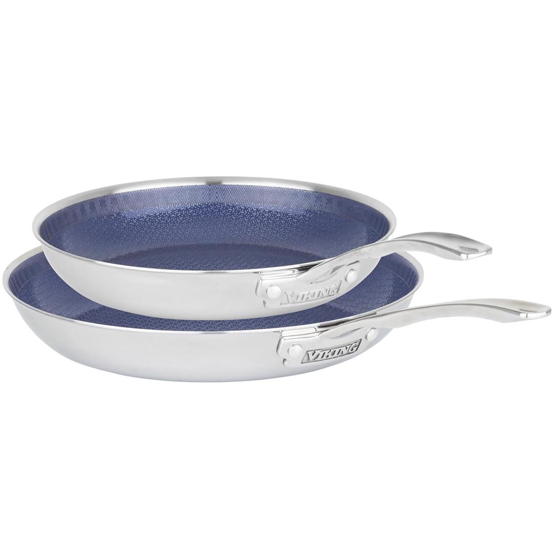 Viking Hybrid Plus 3-Ply Ceramic Nonstick Frying Pan, Made without PFAS, 2-Piece Induction Fry Pan Set, 9.5 and 11 Inch, Metal Utensil Safe, Oven Safe to 500F