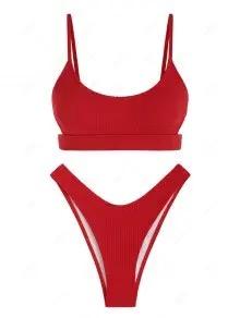 Zaful Women High Cut Bikini Sets String Sexy Swimsuit Two Piece Underwire Bathing Suit Brazilian Cheeky Cut Out Cute Swimwear, Small