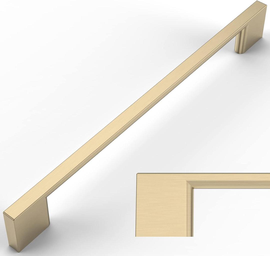 Amerdeco 6 Pack Brushed Brass Cabinet Pulls 12.6 Inch(320MM) Hole Centers Kitchen Cabinet Handles Cabinet Hardware Kitchen Handles for Cabinets Cupboard Handles Drawer Pulls ZH0060