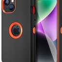 Jiunai for iPhone 14 Plus Case Heavy Duty Drop Protection Screenless Dual Layer Shockproof Rugged Tough Bumper Dust Proof Phone Case Compatible with iPhone 14 Plus 6.7 inches 2022 - Black Orange