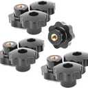 Plastic Screw On Type Knurled Clamping Nuts Knob Handle M8 Threaded 10pcs Black