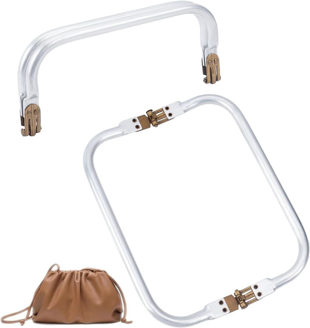 PH PandaHall 2pcs 8 inch U-Shaped Bag Handle Inner Kiss Clasp Lock Aluminum Purse Frame Handle Purse Bag Frame Tubular Frame Hardware Replacements for Makeup Bags Clutch Crafts DIY Projects