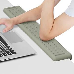 Leolee L-Shaped Desk Long Wrist Rest Elbow 60CM, Grey Memory Foam Arm Rest for Desk with Non-Slip Base, Ergonomic Desk Edge Cushion, Wrist Support for Computer Keyboard, Typing, Office, Home