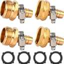 Brass Garden Hose Connector Repair Mender Kit with Stainless Clamp,Fits 1/2" Water Hose Fitting,2 Sets(1/2" Barb x 3/4" GHT)