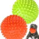 4.5 Heavy Duty Squeaky Dog Balls for Medium or Large Dogs, Dog Toys for Aggressive Chewers, Spike Ball Toys for Clean Teeth and Training(2 Pack)