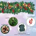 GUOOU 9 Foot Christmas Lighted Garland, Battery Operated Christmas Garland with Lights, Pre Lit Garland Wreath for Indoor Home Winter Holiday New Year Xmas Decorations