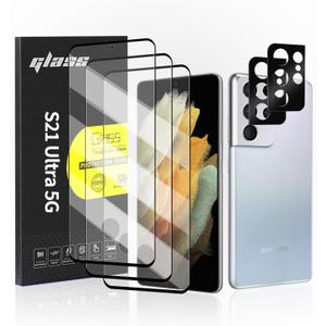for Samsung Galaxy S21 Ultra Glass Screen Protector + Camera Lens Protector, 9HD Tempered Glass, Case Friendly, Anti Scratch Bubble Free Ultra Resistant