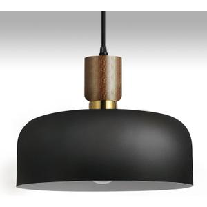 11.6" Modern Black Hanging Light,Large Pendant Light for Kitchen Island,Solid Wood with Hammered Shade,Adjustable Retro Dome Industrial Ceiling Lighting Fixture for Dining Room Hallway Entrance