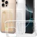 Clear Compatible with iPhone 16 Pro Max Case with Card Holder Slot, Shockproof Protective Soft Slim Silicone TPU Cover Wallet- Transparent