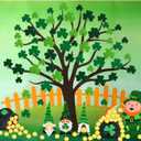 Moukeren Felt St. Patrick's Day Craft Kit Wall Shamrock DIY Felt Bulletin Board Set Shamrock Clover Tree Board with 96 Pcs Detachable Cauldron Gold Coins Ornaments Activity
