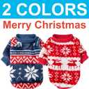 Dog Sweater, Dog Sweaters for Small Dogs, 2, 3 Pack Warm Soft Pet Clothes for Puppy, Medium Large Cat, Dogs Girl or Boy, Dog Shirt for Winter Christmas (Red+Navy, XX-Small)