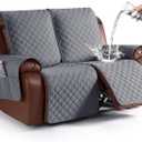 KinCam Waterproof Loveseat Recliner Cover, Non-Slip Reclining Couch Covers for 2 Seat, Recliner Sofa Cover Furniture Protector with Elastic Straps for Kids, Pets, Dark Gray
