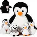 Aoriher 7 Pcs Penguin Stuffed Animal Sets 14 Inch Mommy Penguin and Plush Babies with 2 Eggs Wrapping Soft Cute Animal Plushie for Graduation Kids Exchange Gifts