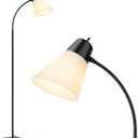 Floor Lamp for Living Room, Adjustable Head Standing Lamp with White Plastic Shade, Black Reading Floor Lamps for Dorm, Bulb not Included