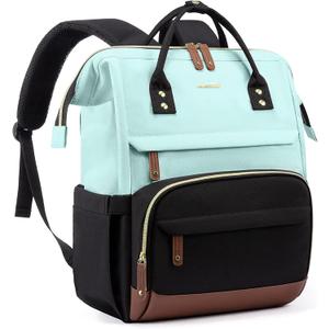 LOVEVOOK Laptop Backpack for Women, 15.6 Inch Work Business Backpacks Purse With Large Capacity, Waterproof Nurse Bag College Bookbag for School, Waterproof Casual Daypack for Travel (Mint Green-Black)
