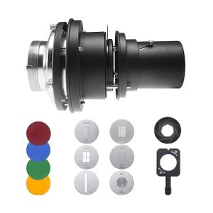 Wellmaking Bowens Mount Optical Snoot Conical, Flash Projector Attachment, Spotlight Snoot Photography Video Artist Modelling Shape Light Studio with Optical Lens Various Gobos Photography Accessories