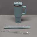 30 oz Tumbler with Handle and 2 Straws,2 in 1 Lid Insulated Water Bottle Stainless Steel Travel Coffee Mug, Blue Haze