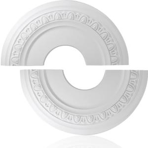 Uenhoy Split Lighting Ceiling Medallions for Light Fixtures and Ceiling Fans, 12" OD x 4" ID Round Ceiling Cover Plate, PU Ceiling Fan Medallion, White