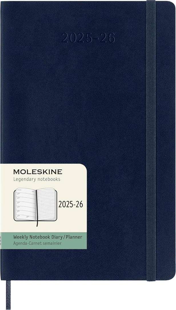 Moleskine Classic 18 Month 2025-2026 Weekly Planner, Soft Cover, Large (5" x 8.25"), Sapphire Blue, 208 pages