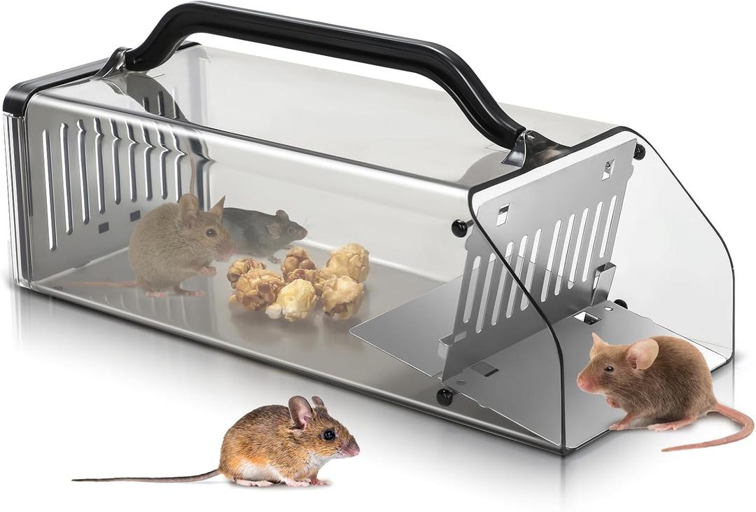 Qualirey 12 Inch Humane Mouse Trap Indoor Combined Automatic Continuous Rat Trap Sensitive Pedal Trigger Animal Humane Live Catch and Release Outdoor Mouse Cage for Home Yard Outdoor