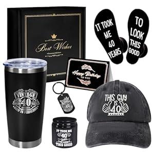 AYGE 40th Birthday Gifts For Men, Coworker, Teachers, Boss, Friends, Dad, Include 20 Oz Insulated Tumbler, Gift Box For Men Turning 40 Year Old