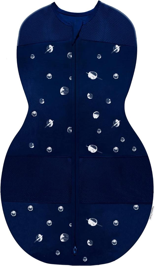 Happiest Baby Sleepea 5-Second Swaddle - 100% Organic Cotton Baby Swaddle Blanket - Doctor Designed Promotes Healthy Hip Development (Midnight Planets, Small)
