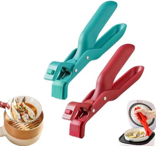 Hot Plate Gripper, 2025 New Multi-Angle Hot Plate Grippers Tongs Anti-Scald Bowl Clip, Multi-Purpose Silicone Non-Slip Heat Insulation for Dish Bowls Pots Plates (2PCS)