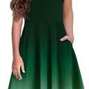 Flypigs Girls Dresses Summer Formal Party Wedding Ruffle Sleeve Mesh Knee Length A Line Dress with Pockets (11-12 Years)