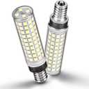E12 100w LED Candelabra Bulbs Replacement C7, 6000K Daylight Bright Cool White, 1200 Lumen T6 E12 12W LED Candle Bulbs for Ceiling Fan Chandelier Pendant Lighting Salt Lamp, Non-dimmable, 2 Pack