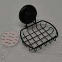 Suction Soap Dish with Hooks - Super Powerful Vacuum Suction Cup Shower Soap Holder - Rustproof Stainless Steel SS304 Soap Basket - Sponge Holder for Bathroom & Kitchen (Black)