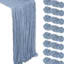 8 Pack Dusty Blue Cheesecloth Table Runner 10Ft Spring Gauze Cheese Cloth Table Runner 120 Inch Boho Sheer Rustic Fabric for Home Decor Bridal Baby Shower Wedding Decoration