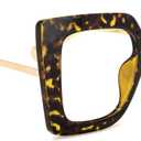 VOOGLAM Square Blue Light Blocking Glasses for Women Oversized Thick Fashion Eyewear with Pearl Inlay Arm Anti Eyestrain UV (Tortoise/Gold)