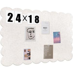 Scalloped Felt Bulletin Board 24 x 18 Inches Foldable Camel Pin Cork Board Alternative for Wall, 2' x 1.5' Trifold Picture Vision Self Adhesive Bulletin Decorative (Beige)