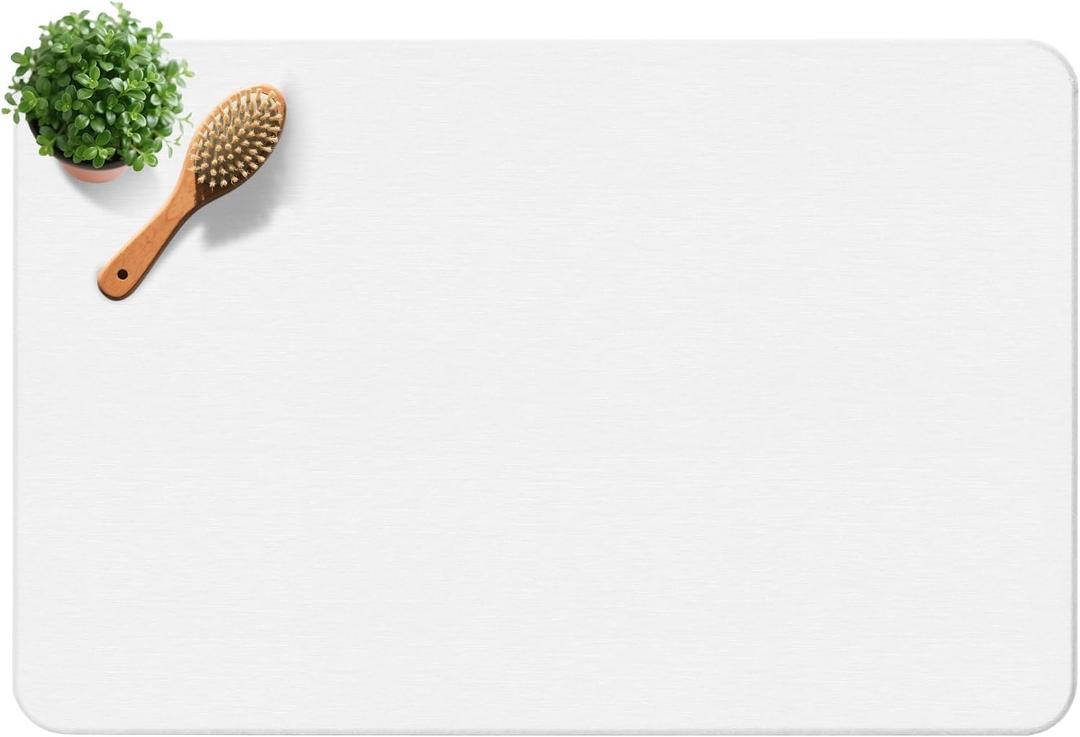 Diatomite Stone Bath Mat, Premium Non-Slip Natural Diatomaceous Earth Bathtub Quick Drying Mats for Bathroom Floor (23.6" x 15.4" White)