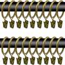 40 Pcs 1.26" Metal Curtain Rings with Clips, Drapery Hanging Rings Clips for Tension Rod Bracket Eyelets Decorative Hangers, Bronze